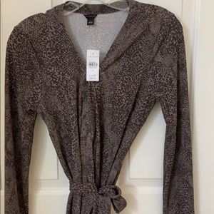 NWT Ann Taylor snakeskin gray wrap dress